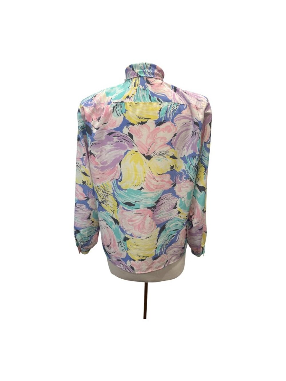 Vintage Balenciaga Paris Pastel Floral Bow Blouse Size 6 Watercolor Secretary To - Picture 5 of 11